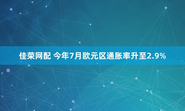 佳荣网配 今年7月欧元区通胀率升至2.9%